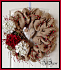 Burlap Wreaths Valentines Wreaths Heart Wreath Berries by JWDecor