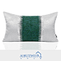 软装沙发样板简约现代新中式灰绿色银色长条烫钻轻奢抱枕靠垫靠包-淘宝网