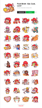 Food Street - LINE stickers : Sticker set designed for Supersolid Ltd to celebrate the launch of their new game "Food Street" now live on both IOS and Android devices.get the stickers here -- https://store.line.me/stickershop/product/1225634/ena