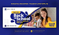 Back to school admission horizontal banner or facebook cover advertising template