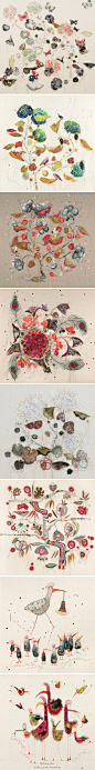 cheerylan：# embroidery#开始以为是插画,结果发现是刺绣作品 by Louise Gardiner http://t.cn/zOEkXBo
