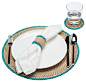 Round Rattan Placemats with Wood Beads, Set of 2 beach style placemats