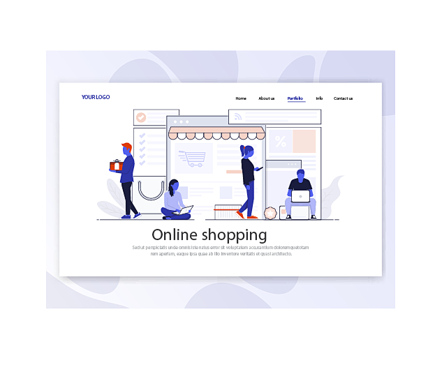 网上购物 - 扁平化商业网站着陆页设计模...
