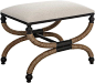Uttermost Icaria Natural and Oatmeal Upholstered Small Bench