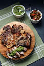 Grilled Pork Shoulders with Chimichurri Sauce