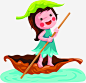 卡通女孩划船可爱儿童节六一61免抠png