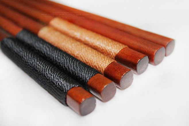 漆器铁刀木(黑檀)大漆黑色缠线筷子网