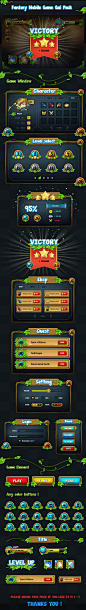 Fantasy Mobile Game Gui Pack 04 : Pack of graphical user interface (GUI) to make mobile game.