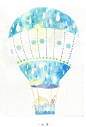 热气球与兔子-也圆-YEYUAN_水彩，原创_涂鸦王国