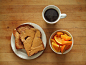 whole wheat toast with earth balance and peanut butter, navel orange, and coffee