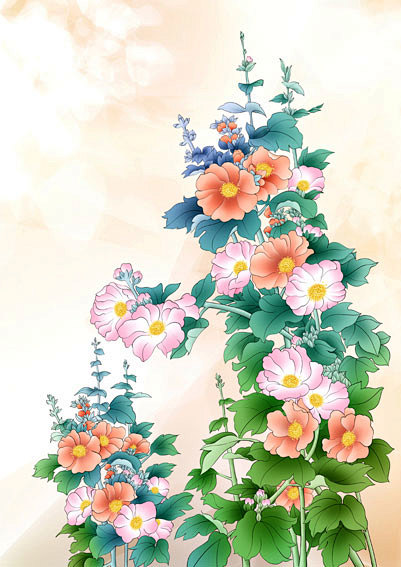 知止的花朵风景插画作品