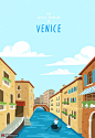 意大利威尼斯运河世界旅游风景建筑插画 风光建筑 名胜古迹