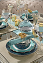 Aquamarine is a refreshing, happy hue perfect for a summer tablescape. Wow your guests with dining inspiration designed where this color has a starring role.: 