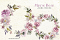 手绘水彩淡紫色花卉植物设计素材 Mauve-Rose-Watercolor-Floral-Clipart #2997079-设计元素-@美工云(meigongyun.com)