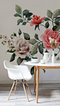 Beautiful blooms for your walls. This floral wallpaper features a number of stunning roses set against an ivory white background. Such a stark contrast adds interest to your walls and makes for a sophisticated feature wall. Perfect for bringing a vintage