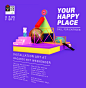 NH7 Weekender x Design Fabric - Your Happy Place : A collaboration between Design Fabric and I for Bacardi NH7 Weekender's "Your Happy Place", where we designed the visual language and branding for it.Typography by Easha RanadeArt direction by S