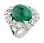 Fabergé Solyanka cabochon-cut 14.50ct emerald ring, set in platinum and featuring 263 white diamonds. The emerald was ethically sourced from Gemfields' Zambian mines.