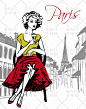 [编号214]时尚巴黎欧洲街头手绘男女模特展示EPS矢量素材-淘宝网