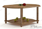 现代简约棕色钢木长方形双层茶几青苹果玫瑰四脚茶桌