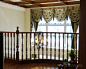 美式乡村风格复式楼客厅窗帘装修图片