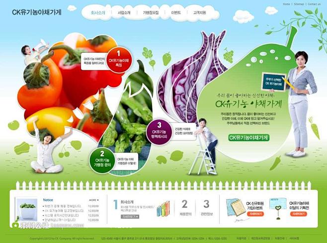 水果蔬菜健康生活网站模板高清PSD素材广...