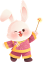 春节黄色动物可爱插画粉色紫色手绘彩色传统图片
