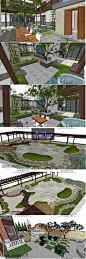 欧式中式庭院别墅屋顶花园SU模型景观设计方案sketchup日式枯山水-淘宝网