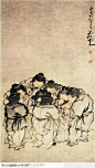 中国国画之人物-围观莲灯图