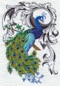 Peacock Flourish Embroidered Terry Kitchen