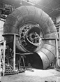 Ammonites' inspire the pattern of a man's power machine --- c. 1930, Spiral Steam Turbine. Sheet metal creativity!: 