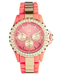 River Island - Montre en plastique style bling-bling - Corail的图片