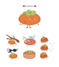 卡通可爱插画风格水果蔬菜柿子表情包矢量设计元素ti441a0311 :  