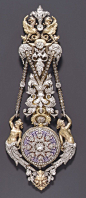 Watch and chatelaine, by Hippolyte Téterger, French (Paris), ca. 1870-78. Gold, platin...@北坤人素材