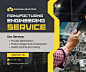Yellow Modern Manufacturing Engineering Service Facebook Post