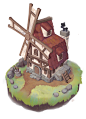 Lil' Windmill with Process, Becca Hallstedt : Cute lil' baby windmill. For powering magic inventions and stuff, or something along those lines. A really fun exploration of using 3D to build a color base for 2D.