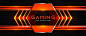 Futuristic orange and black gaming header social media banner template