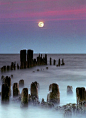  The full moon rises over Lake Michigan as ... 满月升起在密歇根湖…
