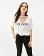 Bershka 女士 印字贴颈带饰T恤 02219831250-tmall.com天猫