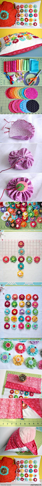 diy, fabric, flower, pillow, tutorial