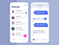 Messenger voice navigation blue user users floating button application minimal ios attachment message contacts messeger interface mobile clean design app ux ui