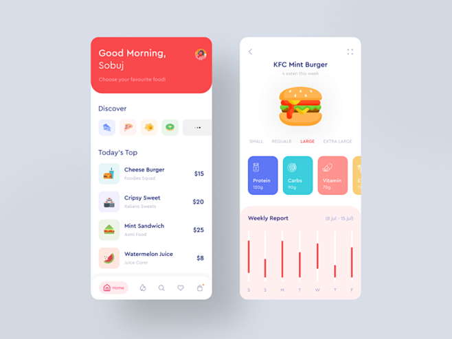 食品应用的探索UI设计作品app界面ap...