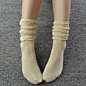 tutuann* 原单带包装 镂空袜筒堆堆袜 生成色（米色）-淘宝网