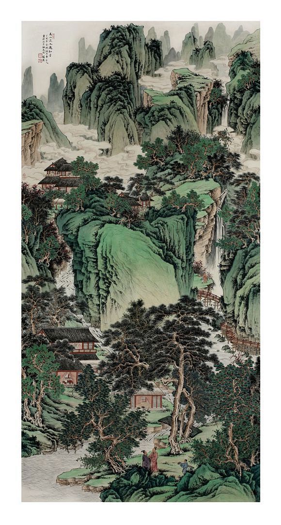 著名国画大师贾国英工笔山水画作品欣赏（申...