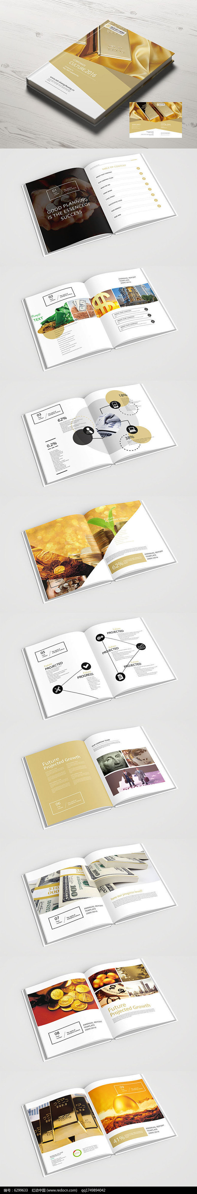 金色高端金融画册设计图片