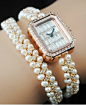 Pearl diamond bracelet watch--how I would love one of these!