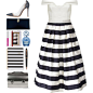 A fashion look from December 2015 featuring white bustier, stripe skirt and lucite shoes. Browse and shop related looks.