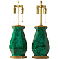 Pair of malachite lamps | From a unique collection of antique and modern table lamps at https://www.1stdibs.com/furniture/lighting/table-lamps/