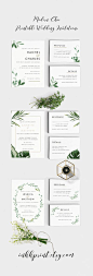 现代植物婚礼邀请套房#wedding #invitations