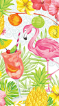 Carry the beautiful Flamingo Party sachet artwork with you for a little taste of summer on your phone!  Set this image as your background and dream of chilled strawberries, lemons, and tropical fruit. What a great background for your iPhone! iPhone wallpa