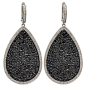 Black Diamond Pear Shaped Earrings in Micro Pave, ht